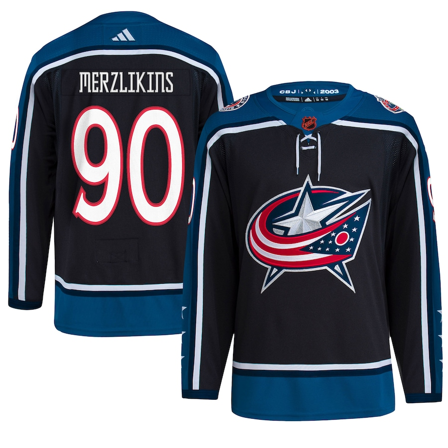 Men's Columbus Blue Jackets Elvis Merzlikins #90 Black Reverse Retro 2.0 Authentic Jersey